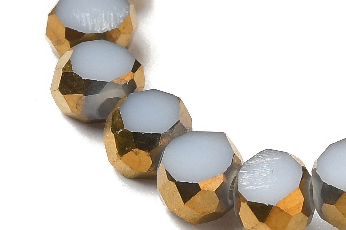 Margele cristale electroplacate pe jumatate 4-4,5x3mm (sirag) - auriu si gri