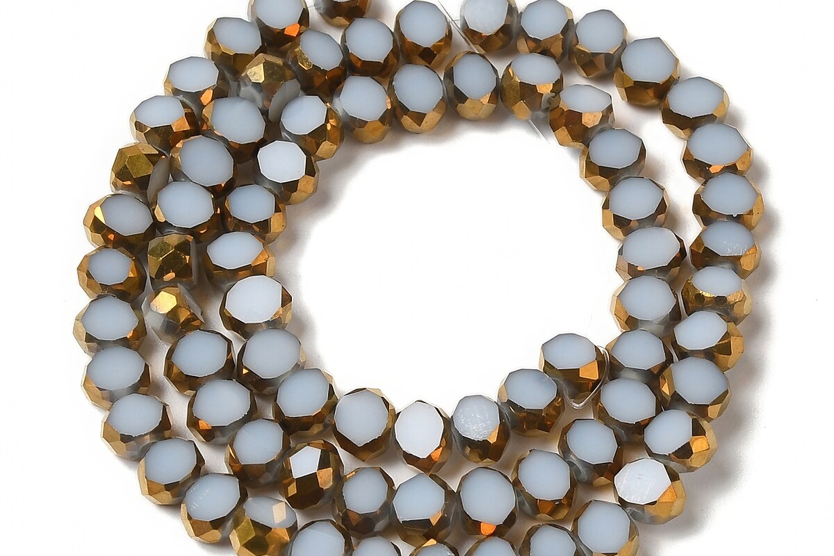 Margele cristale electroplacate pe jumatate 4-4,5x3mm (sirag) - auriu si gri