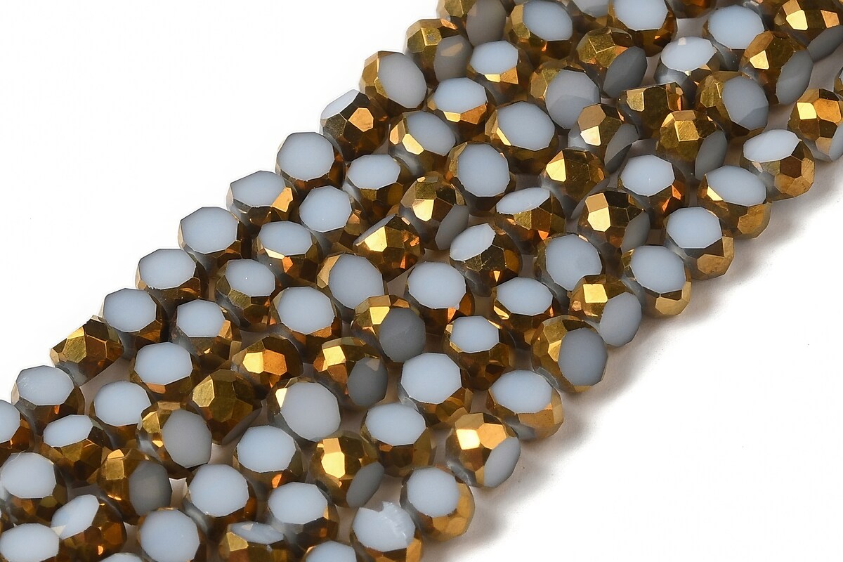 Margele cristale electroplacate pe jumatate 4-4,5x3mm (sirag) - auriu si gri