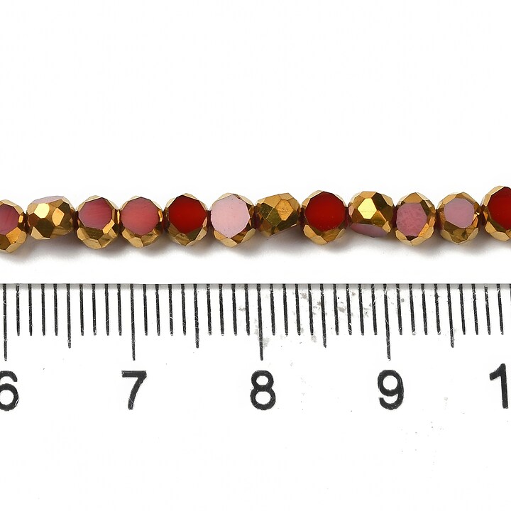 Margele cristale electroplacate pe jumatate 4-4,5x3mm (sirag) - auriu si rosu