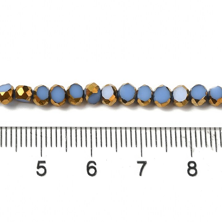 Margele cristale electroplacate pe jumatate 4-4,5x3mm (sirag) - auriu si bleu