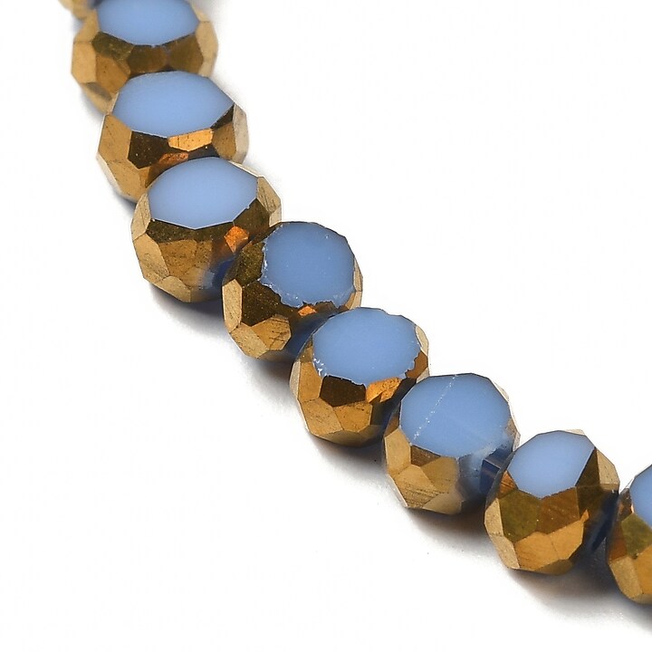 Margele cristale electroplacate pe jumatate 4-4,5x3mm (sirag) - auriu si bleu