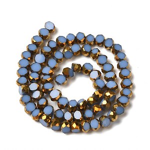 Margele cristale electroplacate pe jumatate 4-4,5x3mm (sirag) - auriu si bleu