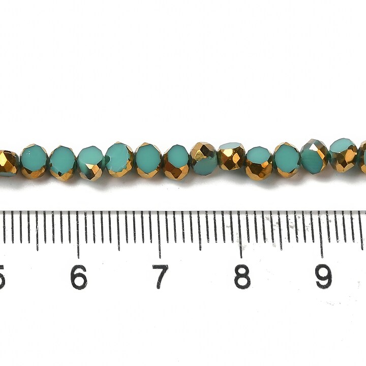 Margele cristale electroplacate pe jumatate 4-4,5x3mm (sirag) - auriu si turcoaz