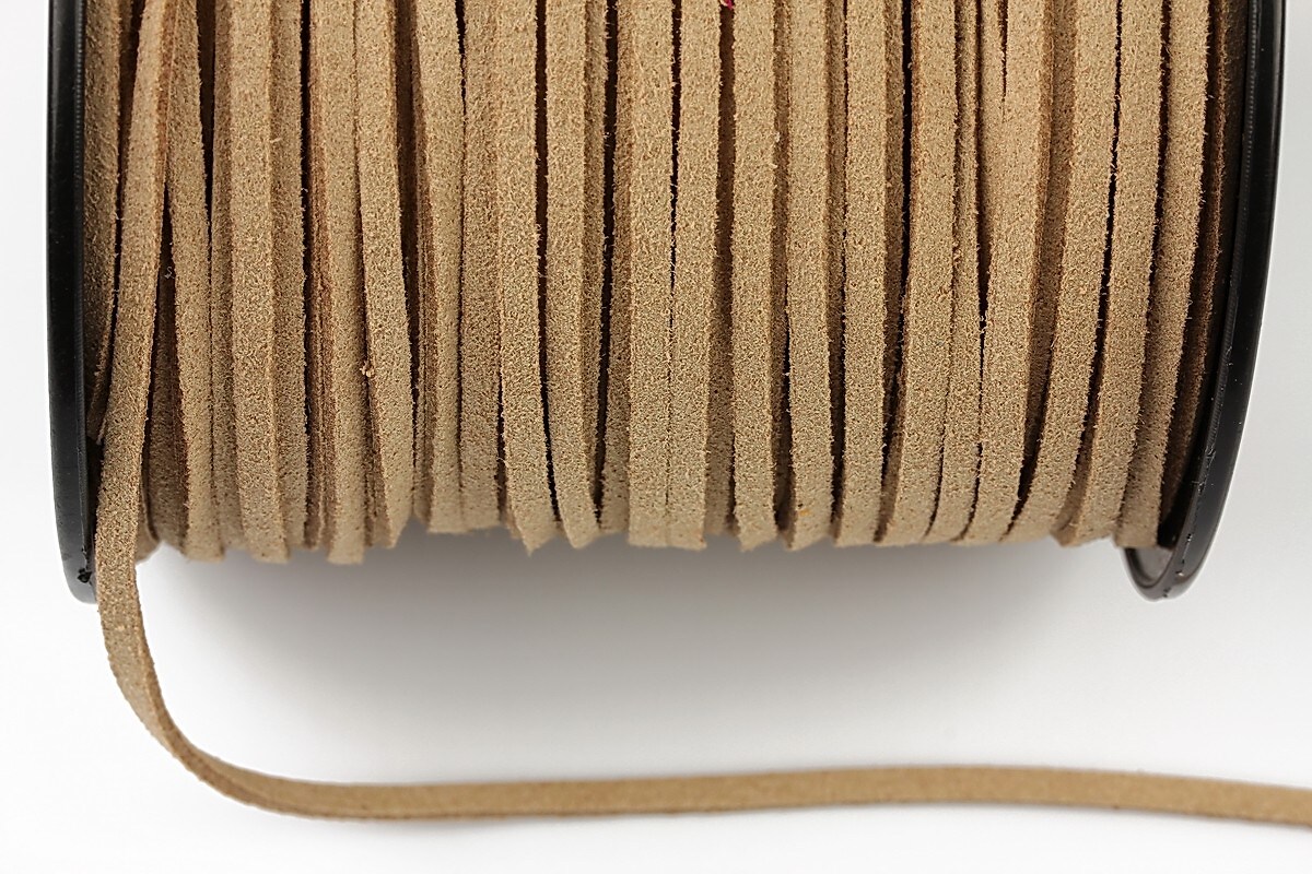 Snur suede (imitatie piele intoarsa) 3x1mm, beige (5m) - cod 173