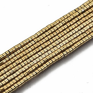 Hematit rondele 1x1,5mm (sirag) - placat auriu