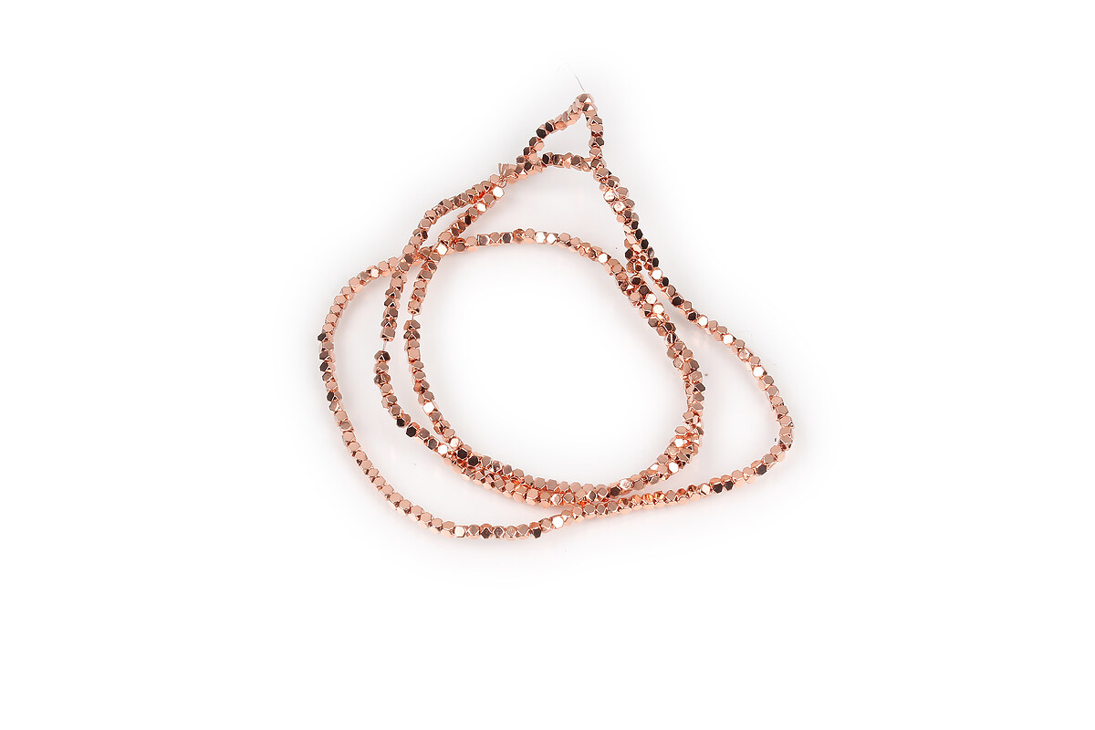 Hematit cub 1,5x1,5x1,5mm - placat rose gold (sirag)
