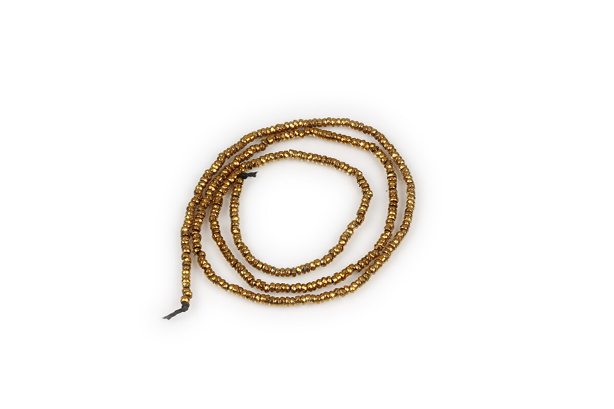 Hematit rondele fatetate 1x2mm - placat auriu (sirag)