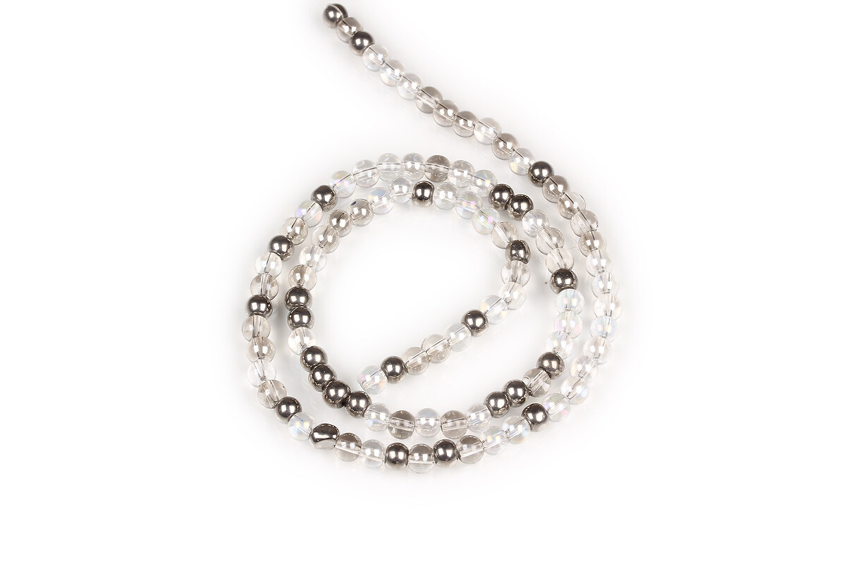 Sirag margele de sticla opace electroplacate AB 4-4,5mm - gri