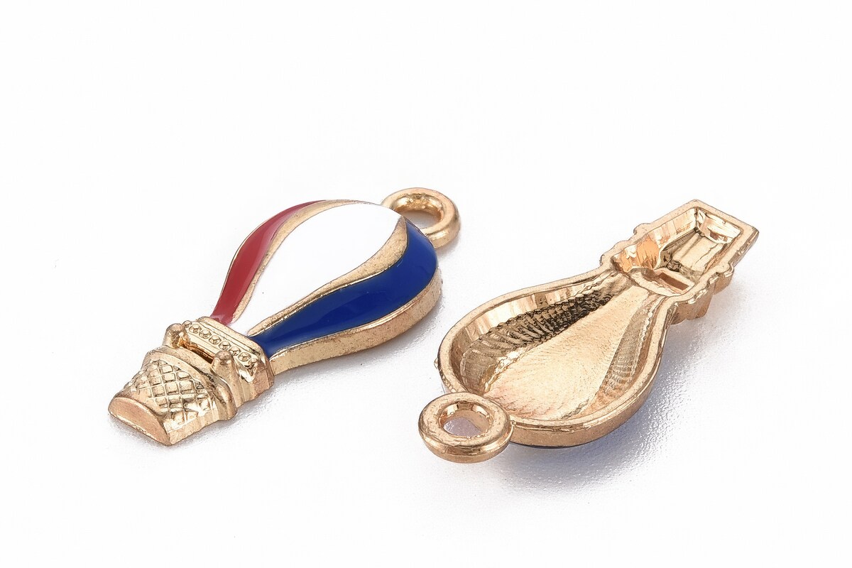 Charm mini pandantiv auriu emailat balon cu aer cald 23x10mm
