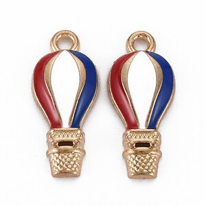 Charm mini pandantiv auriu emailat balon cu aer cald 23x10mm