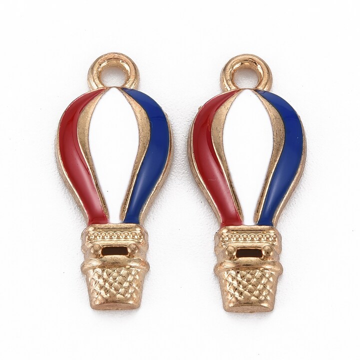 Charm mini pandantiv auriu emailat balon cu aer cald 23x10mm