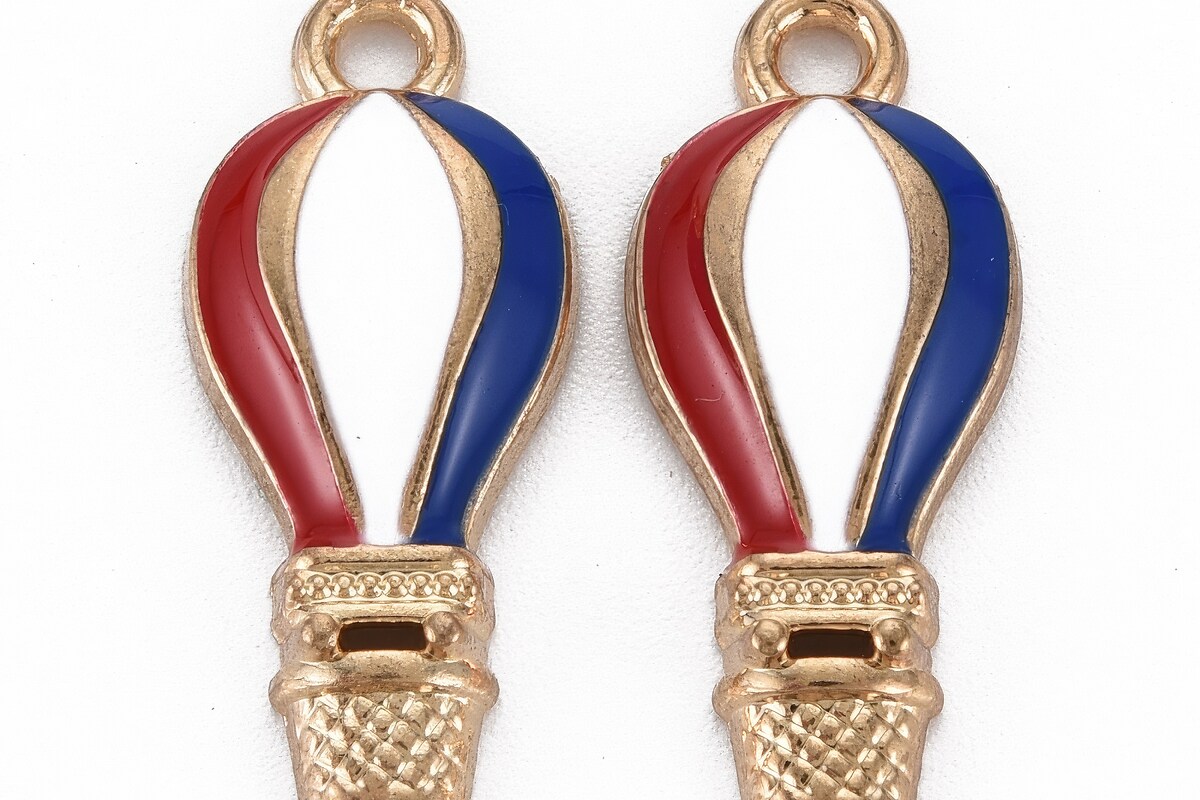 Charm mini pandantiv auriu emailat balon cu aer cald 23x10mm