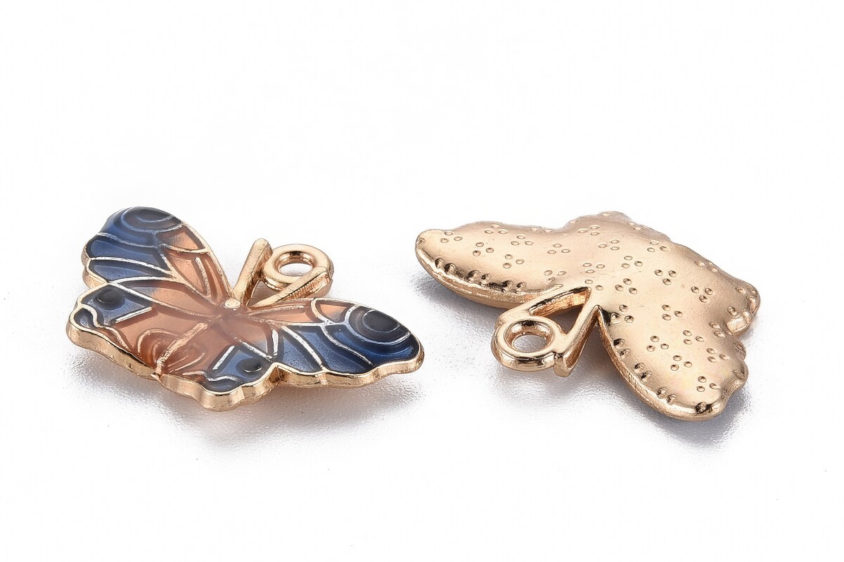 Charm mini pandantiv auriu emailat fluture 15x22mm