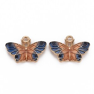 Charm mini pandantiv auriu emailat fluture 15x22mm