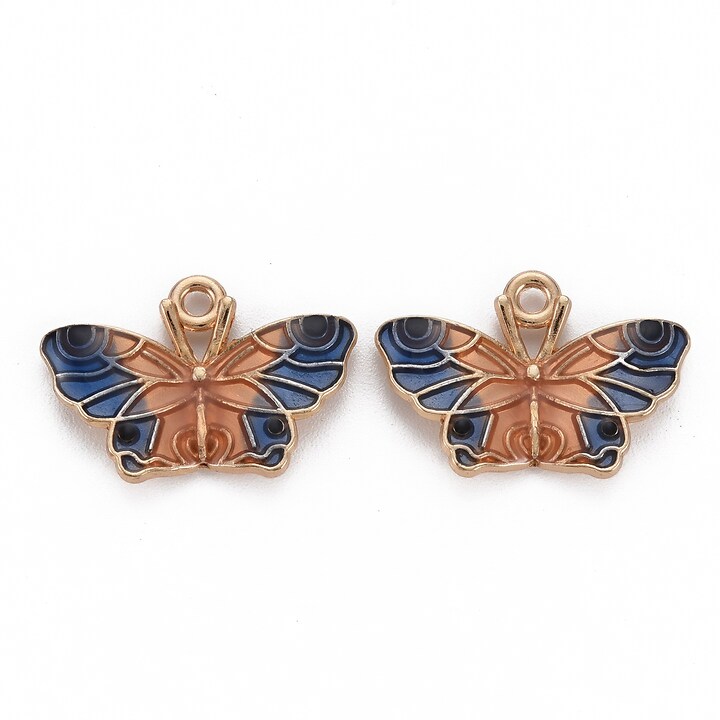 Charm mini pandantiv auriu emailat fluture 15x22mm