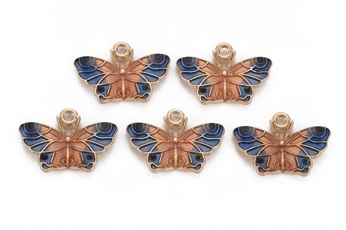 Charm mini pandantiv auriu emailat fluture 15x22mm