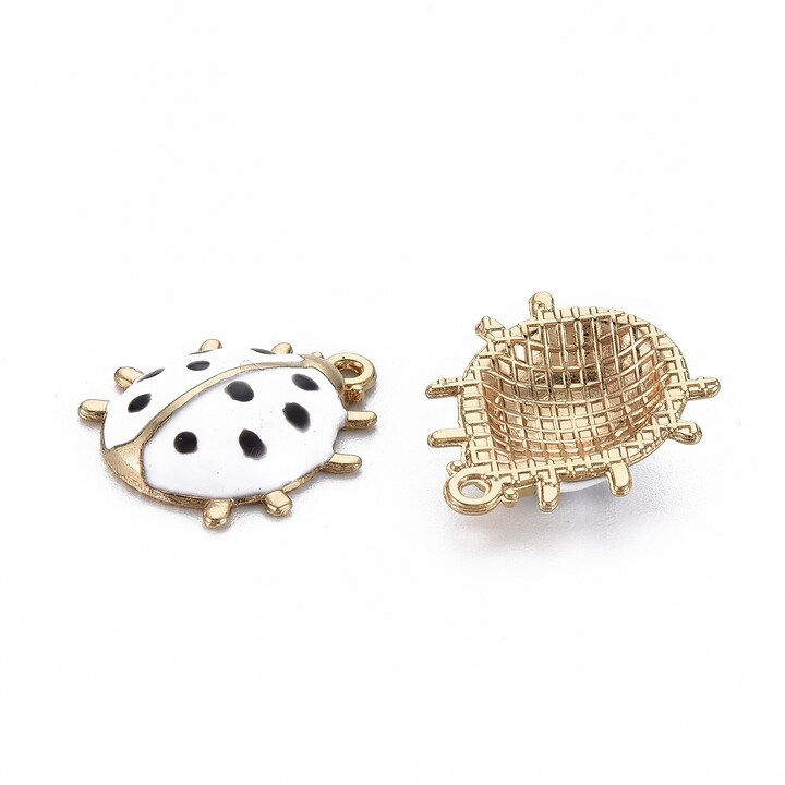 Charm mini pandantiv auriu emailat gargarita alba 17x15mm