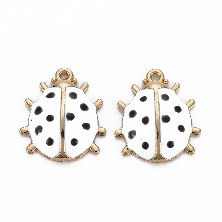 Charm mini pandantiv auriu emailat gargarita alba 17x15mm