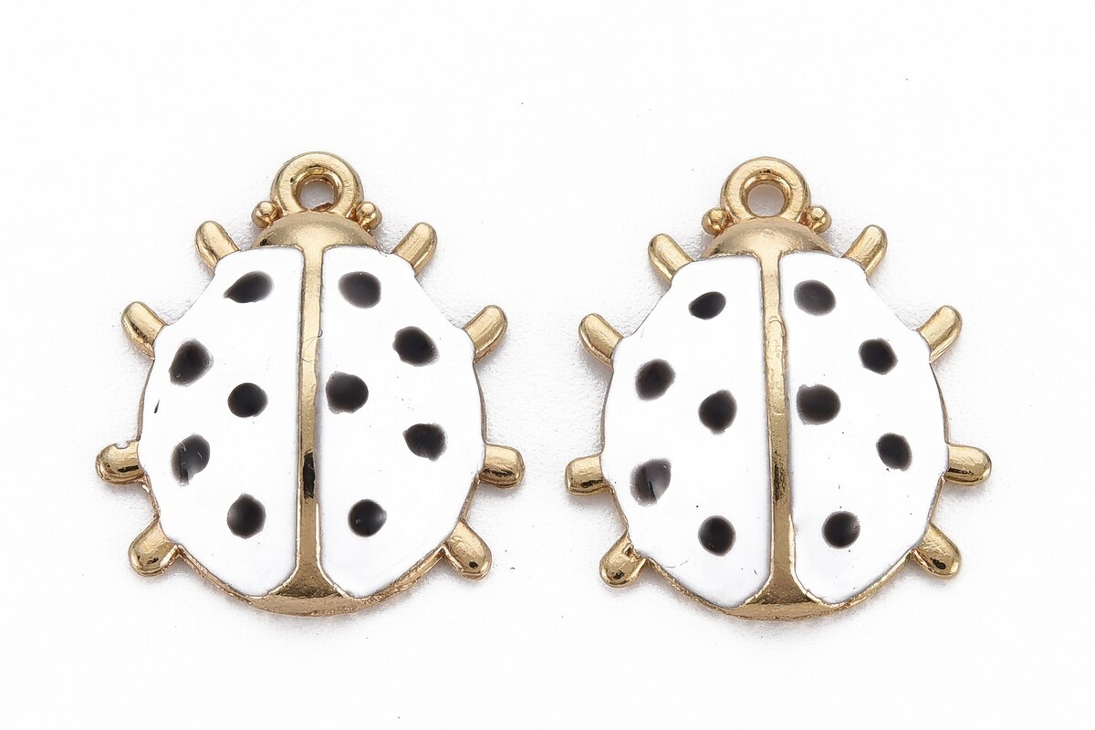 Charm mini pandantiv auriu emailat gargarita alba 17x15mm