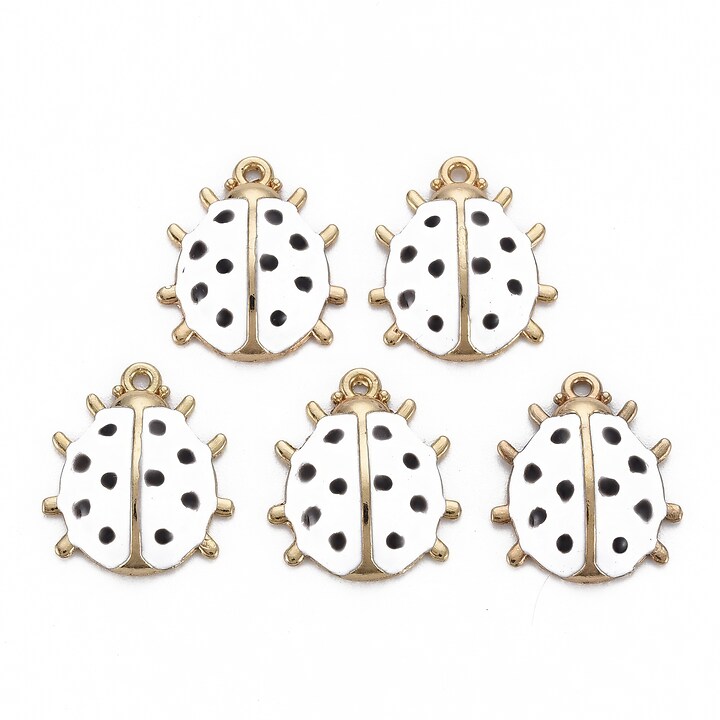 Charm mini pandantiv auriu emailat gargarita alba 17x15mm