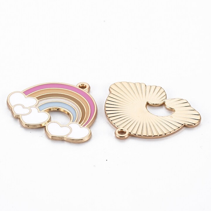 Charm mini pandantiv auriu emailat curcubeu 25x30mm