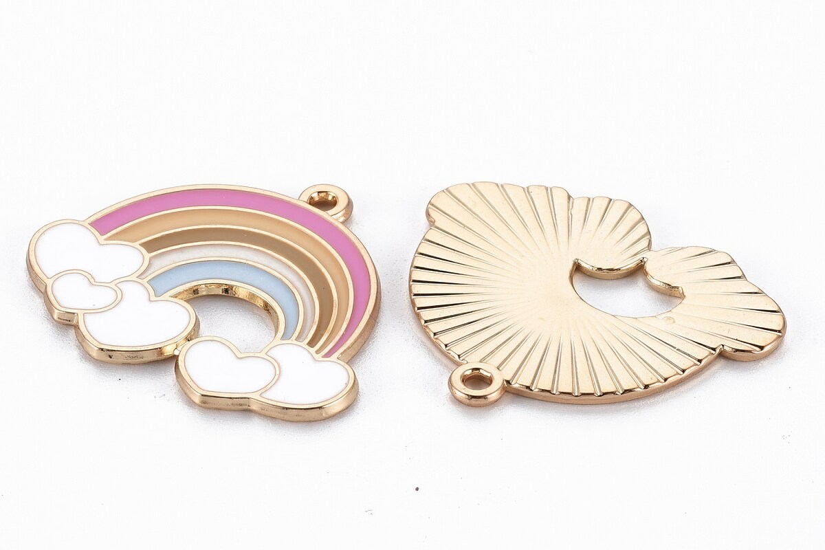 Charm mini pandantiv auriu emailat curcubeu 25x30mm