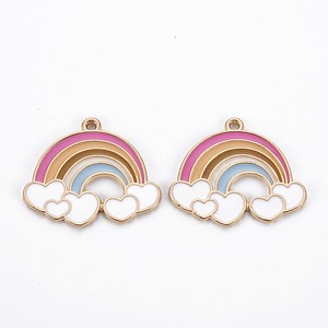 Charm mini pandantiv auriu emailat curcubeu 25x30mm