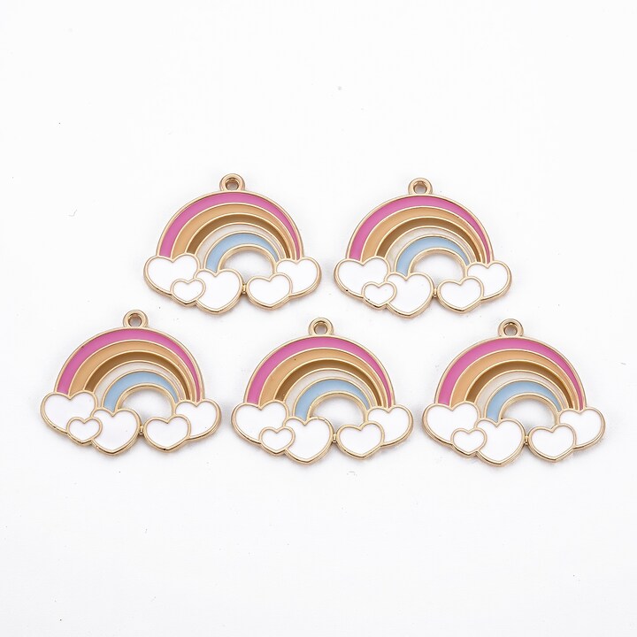 Charm mini pandantiv auriu emailat curcubeu 25x30mm