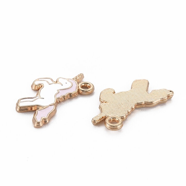 Charm mini pandantiv auriu emailat unicorn 17x20mm
