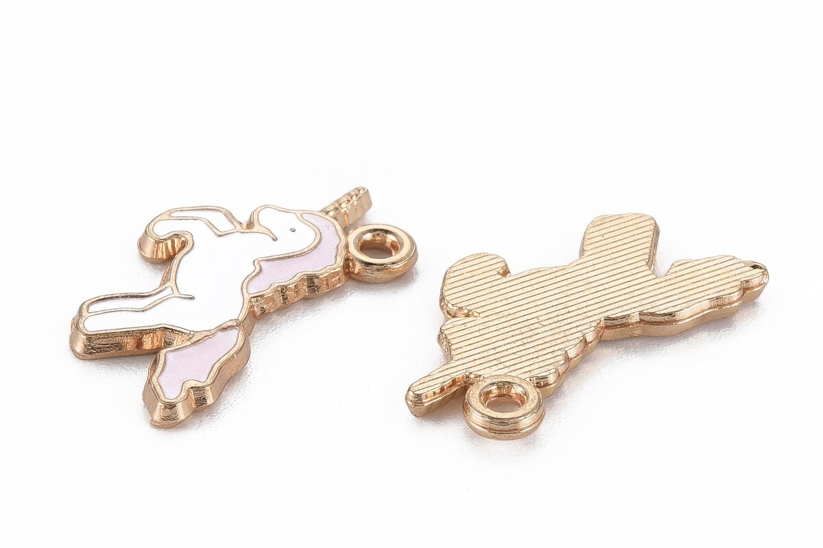 Charm mini pandantiv auriu emailat unicorn 17x20mm