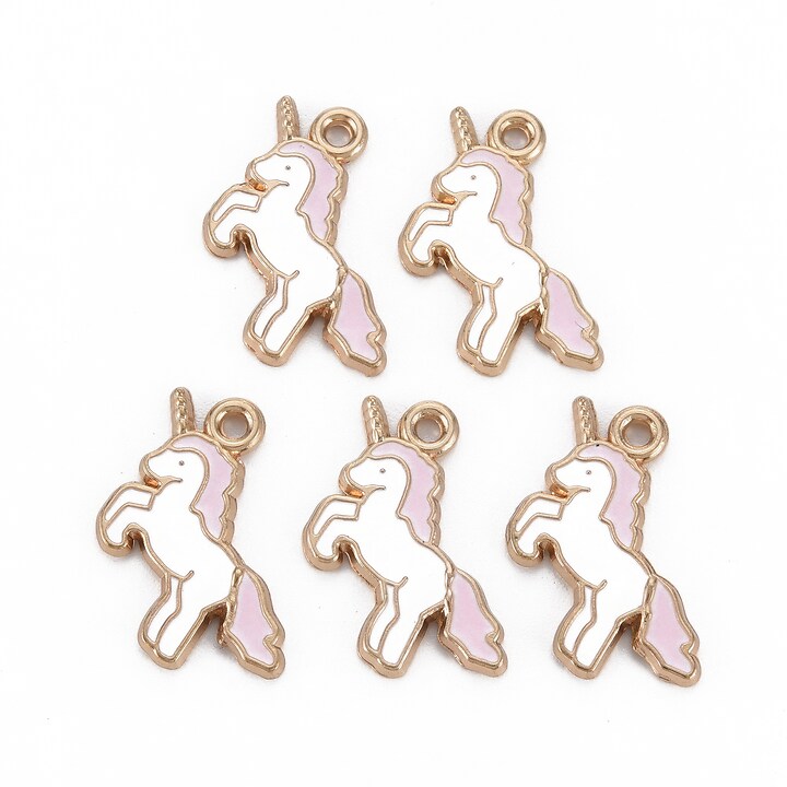 Charm mini pandantiv auriu emailat unicorn 17x20mm
