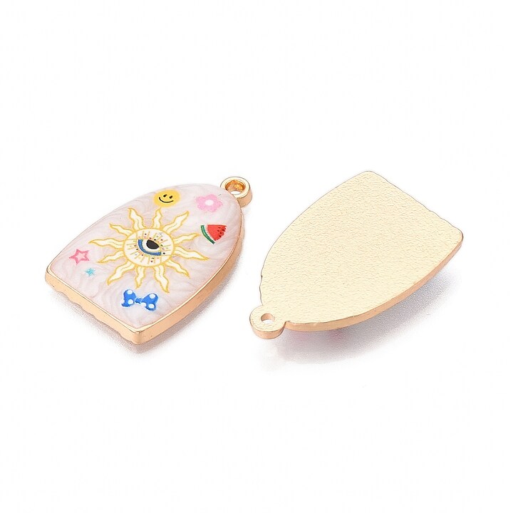 Charm mini pandantiv auriu emailat soare si Evil Eye 28x18mm