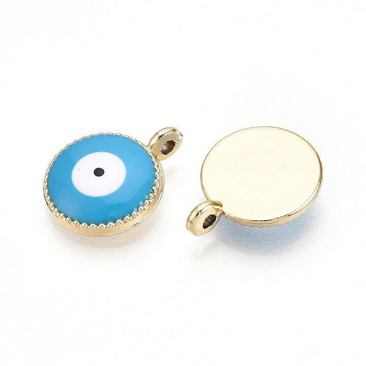 Charm mini pandantiv auriu emailat Evil Eye 16x12,4mm