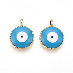 Charm mini pandantiv auriu emailat Evil Eye 16x12,4mm