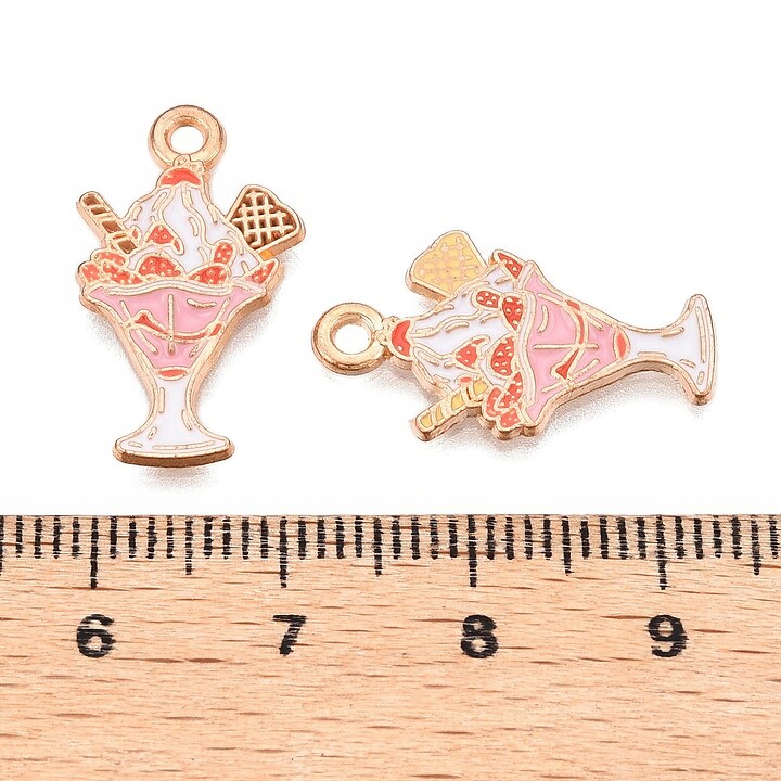 Charm mini pandantiv auriu emailat inghetata 22x12,5mm