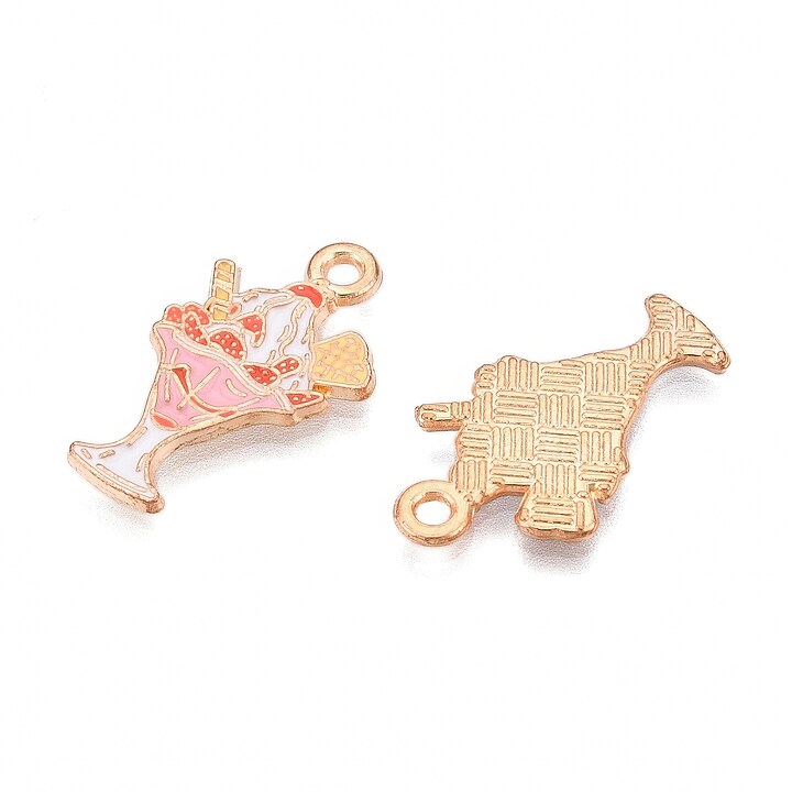 Charm mini pandantiv auriu emailat inghetata 22x12,5mm