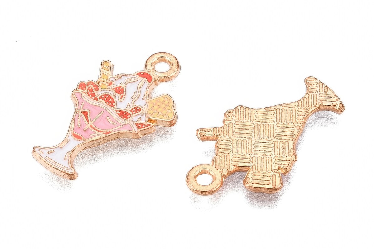 Charm mini pandantiv auriu emailat inghetata 22x12,5mm