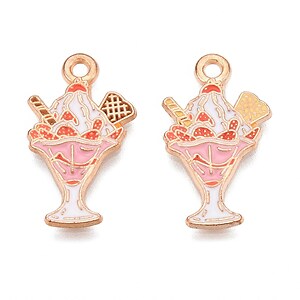 Charm mini pandantiv auriu emailat inghetata 22x12,5mm