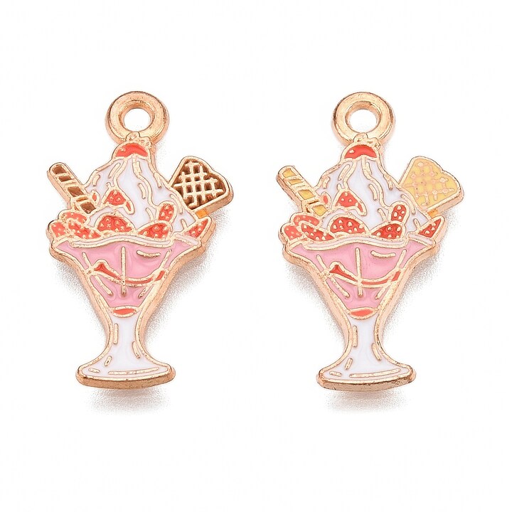 Charm mini pandantiv auriu emailat inghetata 22x12,5mm