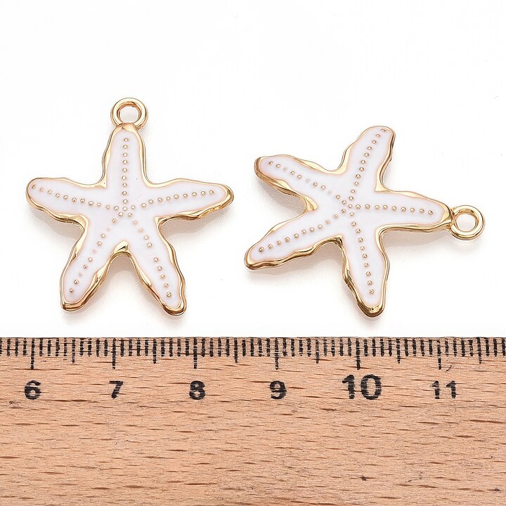 Charm mini pandantiv auriu emailat stea de mare 30x26mm