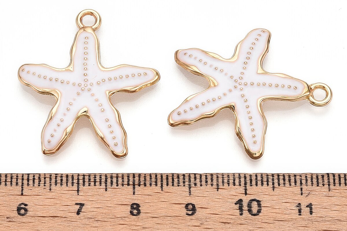Charm mini pandantiv auriu emailat stea de mare 30x26mm