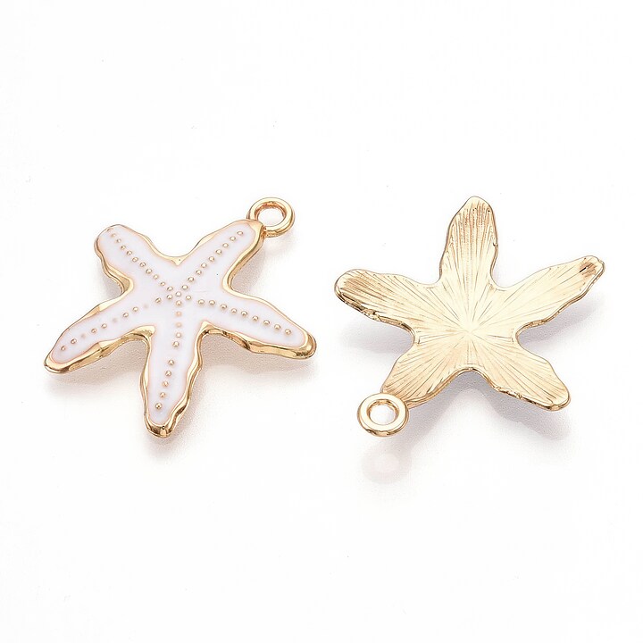 Charm mini pandantiv auriu emailat stea de mare 30x26mm
