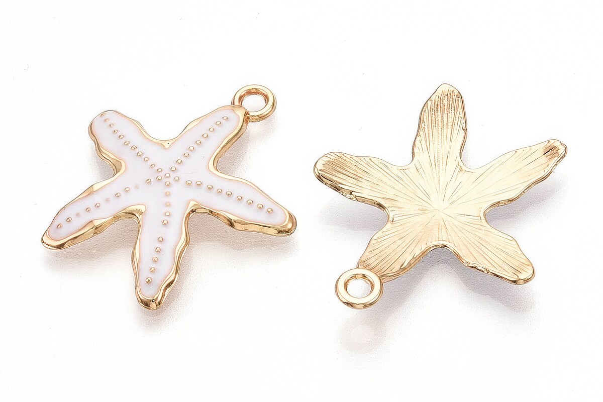 Charm mini pandantiv auriu emailat stea de mare 30x26mm