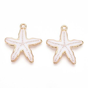 Charm mini pandantiv auriu emailat stea de mare 30x26mm