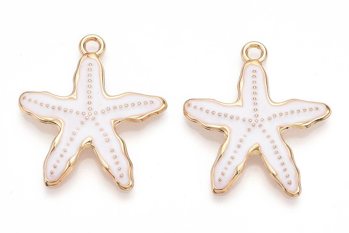 Charm mini pandantiv auriu emailat stea de mare 30x26mm