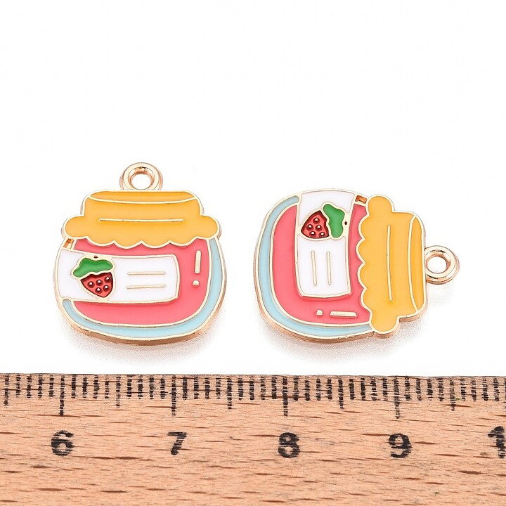 Charm mini pandantiv auriu emailat borcan gem 19x16mm