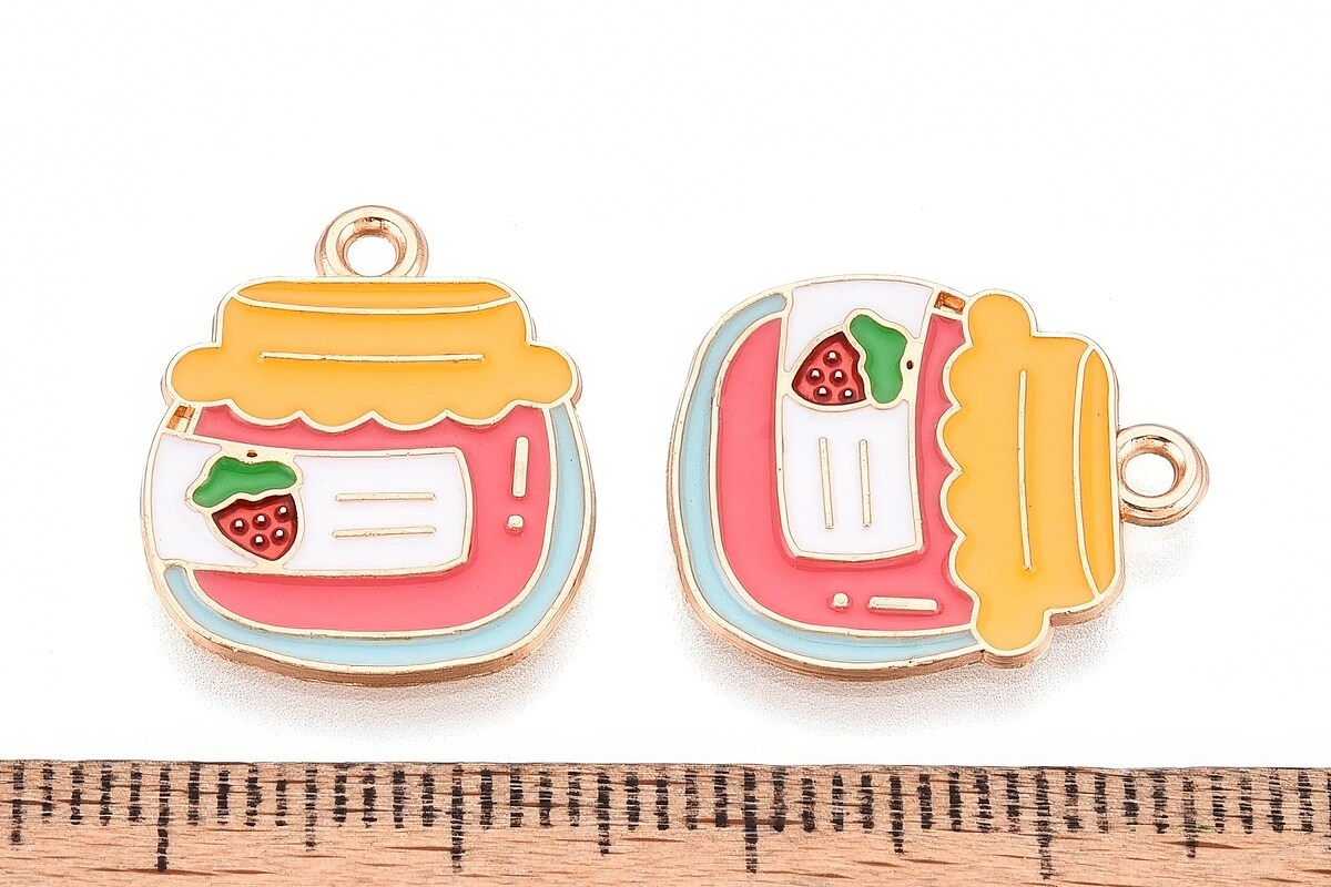 Charm mini pandantiv auriu emailat borcan gem 19x16mm