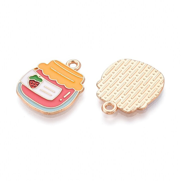 Charm mini pandantiv auriu emailat borcan gem 19x16mm