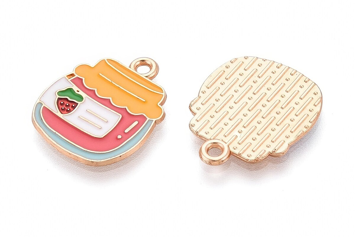 Charm mini pandantiv auriu emailat borcan gem 19x16mm